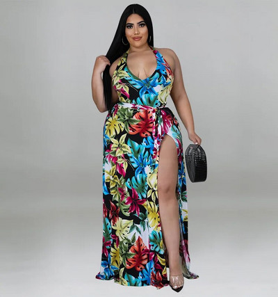 CM.YAYA Ženska dugačka suknja od šifona s visokim rascjepima na vezanje i bodi u kombinaciji s dva 2 komada kupaćeg kostima za plažu.