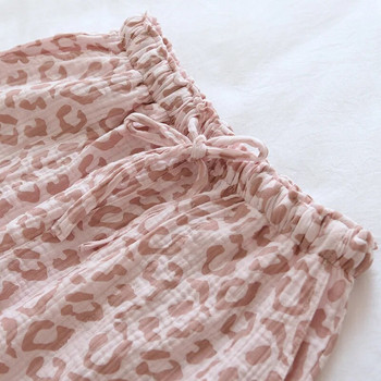 Пролетни и летни дамски долнища за сън Свободни памучни панталони от креп Пижами Модни семпли панталони Леопардово облекло за сън Домашно спално облекло