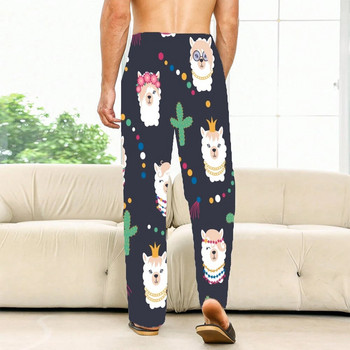 Сладки пижами с шарка на алпака Мъжки дамски дневни панталони Супер меки унисекс долнища на пижами за сън с джобове и шнур