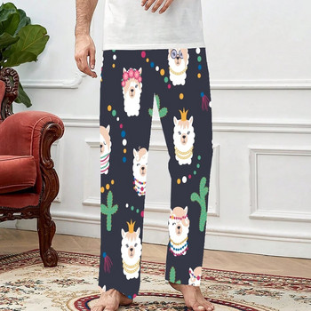 Χαριτωμένο παντελόνι πιτζάμα με μοτίβο Alpaca Ανδρικό γυναικείο παντελόνι lounge Super soft Unisex παντελόνι πιτζάμα ύπνου με τσέπες κορδόνι