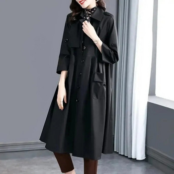 3XL γυναικείο παλτό αντιανεμικό γυναικείο παλτό άνοιξη 2023 Νέο ψηλό φαρδύ στυλ λεπτό φθινοπωρινό παλτό μεσαίου μήκους Γυναικείο παλτό με τσέπες