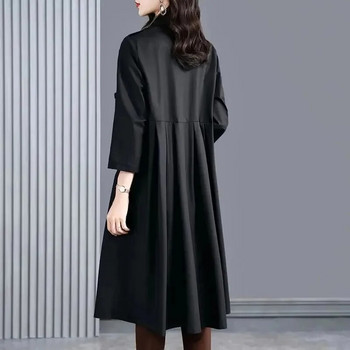 3XL Дамско палто с ветровка Дамско пролетно 2023 г. Ново висококласно свободно стилно тънко есенно палто със средна дължина Дамско палто с джобове