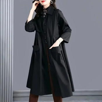 3XL γυναικείο παλτό αντιανεμικό γυναικείο παλτό άνοιξη 2023 Νέο ψηλό φαρδύ στυλ λεπτό φθινοπωρινό παλτό μεσαίου μήκους Γυναικείο παλτό με τσέπες