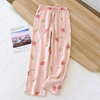 2024 Ιαπωνική Άνοιξη/Καλοκαίρι Νέα γυναικεία παντελόνια πιτζάμα 100% βαμβακερά παντελόνια κρεπ Γλυκό και χαριτωμένο παντελόνι πιτζάμα Γυναικείο φαρδύ παντελόνι για το σπίτι