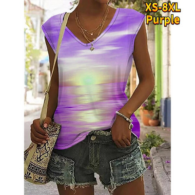 Majica bez rukava s V-izrezom Ulična modna prsluk za svakodnevne izlaske Ženska majica s printom novog dizajna Majice bez rukava velike veličine XS-8XL