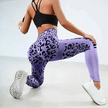 Παντελόνι γιόγκα Κομψό Leopard Print Παντελόνι Γιόγκα Ψηλόμεσο Έλεγχος κοιλιάς Ανύψωση Πισινών Λεπτή Εφαρμογή Απαλό Αναπνεύσιμο Αθλητικό Παντελόνι Γυναικεία