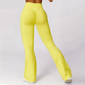 Дамски кльощави панталони Спортни клинове с висока талия Безшевни йога клинове Тренировка във фитнеса Фитнес Бързосъхнещи Push Up йога панталони Дамски тесни