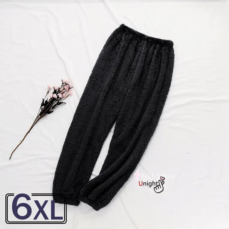 Donji dio flanela za spavanje Zimske tople elastične kućne pidžame za žene Muškarci Unisex debele udobne široke muške salonske hlače 5XL