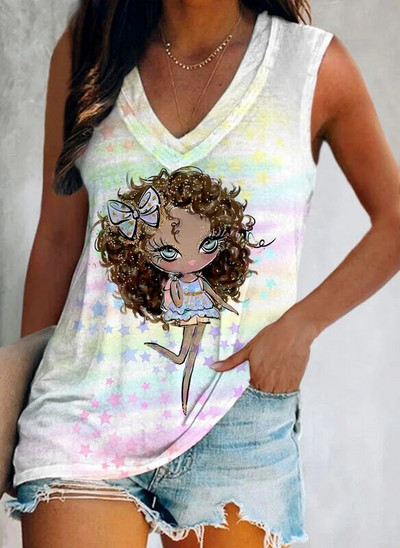 Nyári, szép lány, 3D nyomtatással készült felsők, női, divatos utcai ruházat, túlméretezett V-nyakú mellény, ujjatlan, női kamisole