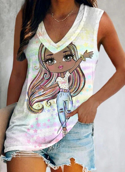 Nyári, szép lány, 3D nyomtatással készült felsők, női, divatos utcai ruházat, túlméretezett V-nyakú mellény, ujjatlan, női kamisole