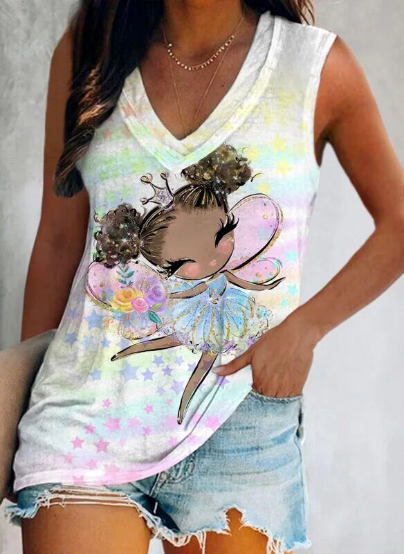 Nyári, szép lány, 3D nyomtatással készült felsők, női, divatos utcai ruházat, túlméretezett V-nyakú mellény, ujjatlan, női kamisole