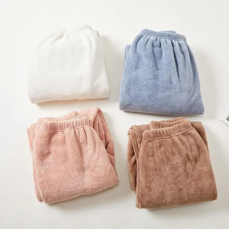 Hlače za spavanje od flisa Ženske zimske, tople, ležerne, mekane u korejskom stilu, jednostavne estetske udobnosti Mujer Lounge Wear, jednobojne hlače