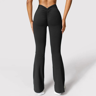 Jambiere de femeie Yoga Pantaloni de bază cu talie în V Colanți de gimnastică slăbiți Pantaloni sexy cu talie înaltă Pantaloni pantaloni de ridicare pentru sală
