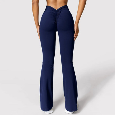 Jambiere de femeie Yoga Pantaloni de bază cu talie în V Colanți de gimnastică slăbiți Pantaloni sexy cu talie înaltă Pantaloni pantaloni de ridicare pentru sală
