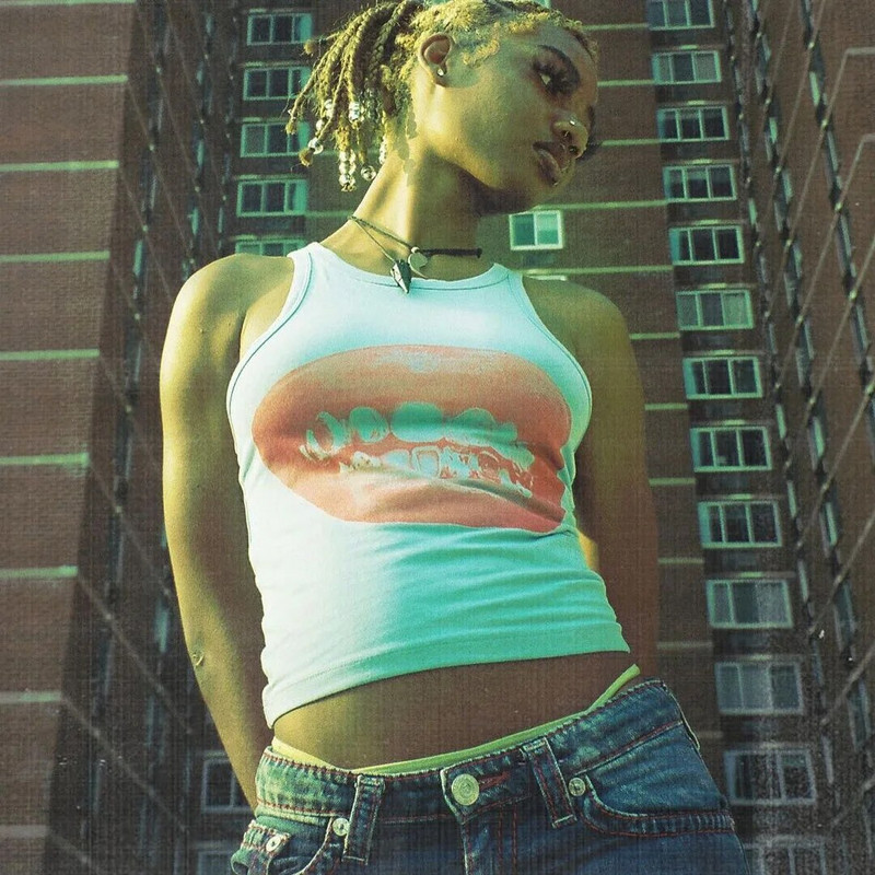 Esztétikus nyári baba póló felsők Utcai ruházat Gótikus Harajuku Ajkak Grafikus póló Vintage Crop Top Női 2000-es évek Y2K ruhák