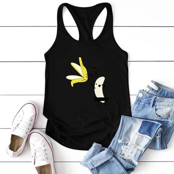 Seeyoushy 2023 Casual Banana Printed Funny Tank Top καλοκαιρινά μπλουζάκια για γυναίκες Σέξι αμάνικο λεπτό πουκάμισο Tanks Γυναικεία γιλέκα ρούχα