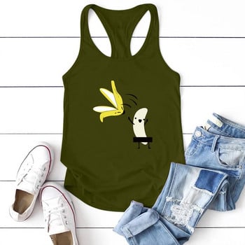 Seeyoushy 2023 Casual Banana Printed Funny Tank Top καλοκαιρινά μπλουζάκια για γυναίκες Σέξι αμάνικο λεπτό πουκάμισο Tanks Γυναικεία γιλέκα ρούχα