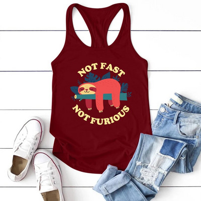Seeyoushy 2023 Moda Not Fast Not Furious Sloth Print Majica bez rukava Ženski ljetni prsluk Harajuku majice s okruglim izrezom za tinejdžere