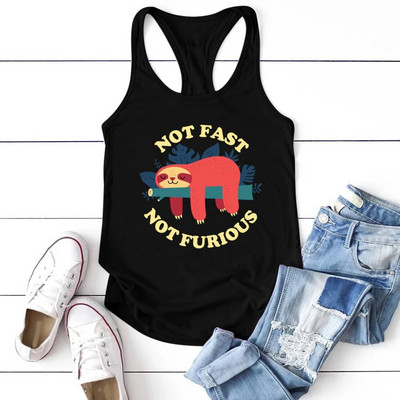 Seeyoushy 2023 Moda Not Fast Not Furious Sloth Print Majica bez rukava Ženski ljetni prsluk Harajuku majice s okruglim izrezom za tinejdžere