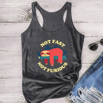 Seeyoushy 2023 Moda Not Fast Not Furious Sloth Print Majica bez rukava Ženski ljetni prsluk Harajuku majice s okruglim izrezom za tinejdžere