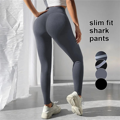 New Nylon Back V Butt Yoga Pants Women High Waist Fitness Workout Gym Running Scrunch Leggings Trousers Jogging Active Wear 2023