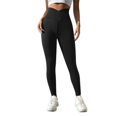 Pantaloni de yoga din nailon cu spate în V pentru femei, cu talie înaltă, antrenament de fitness, sală, alergare, jambiere, pantaloni pentru jogging, îmbrăcăminte activă 2023