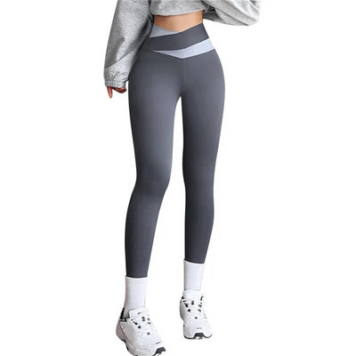 Pantaloni de yoga din nailon cu spate în V pentru femei, cu talie înaltă, antrenament de fitness, sală, alergare, jambiere, pantaloni pentru jogging, îmbrăcăminte activă 2023