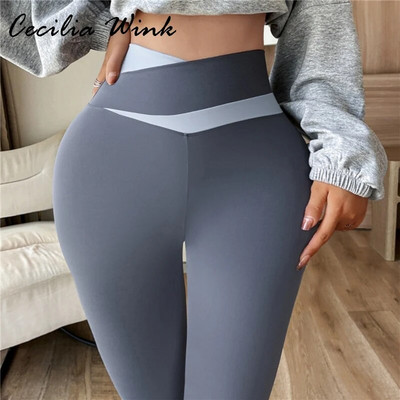 2023 Nylon Back V Butt Yoga Pants Women High Waist Fitness Workout Gym Running Scrunch Leggings Trousers Jogging Active Wear