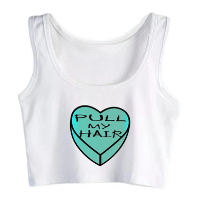 Valentines Heart Design Pull My Hair Print Breathable Slim Fit Tank Top Κοριτσίστικα αθλητικά προπόνηση γιόγκα Crop Tops Καλοκαιρινή καμιζόλα