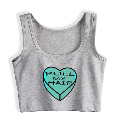 Valentines Heart Design Pull My Hair Print Breathable Slim Fit Tank Top Κοριτσίστικα αθλητικά προπόνηση γιόγκα Crop Tops Καλοκαιρινή καμιζόλα