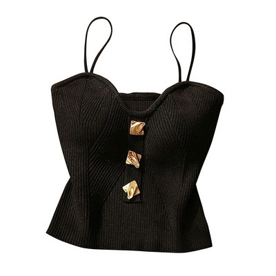 Topuri crop tricotate fără mâneci pentru femei, camisole de culoare solidă, sexy, de vară, casual, fără spate, Y2k, vintage, subțiri.
