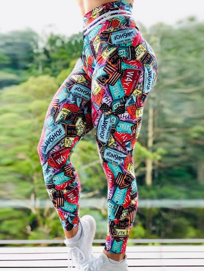 Sportske hlače za trčanje Ženske otisnute tajice za vježbanje 2023. Nove seksi tajice za teretanu, modne push up jeggings visokog struka, ženske pencil hlače