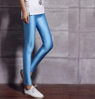 Jambiere neon de culoare bomboană solidă pentru damă Pantaloni skinny elastici înalți, picioare moi subțiri, pantaloni subțiri de antrenament, legging casual din spandex