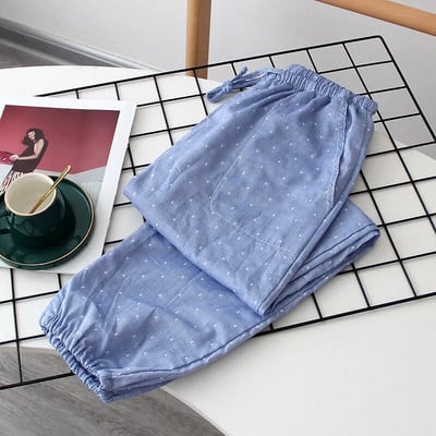 Νέο ανοιξιάτικο λεπτό βαμβακερό πάτο ύπνου Ελαστικό παντελόνι πιτζάμα μέσης Πουά παντελόνι Loose Sleep Wear Sleeping ολόσωμο 2021