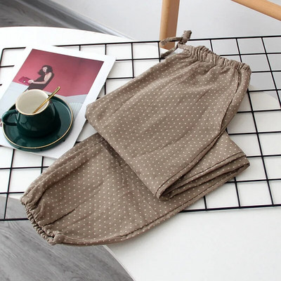 Νέο ανοιξιάτικο λεπτό βαμβακερό πάτο ύπνου Ελαστικό παντελόνι πιτζάμα μέσης Πουά παντελόνι Loose Sleep Wear Sleeping ολόσωμο 2021