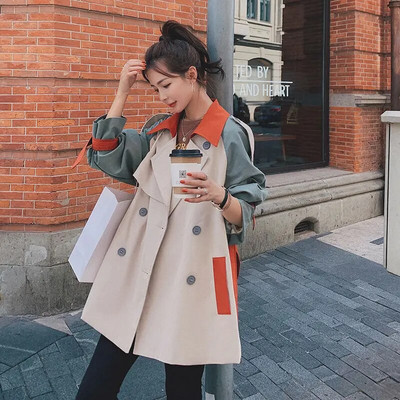 Trenci casual pentru femei Kawaii Ins 3XL Imbracaminte de strada pentru petrecere a timpului liber Patchwork Curea A-Line High Street Doamnă șic în stil european