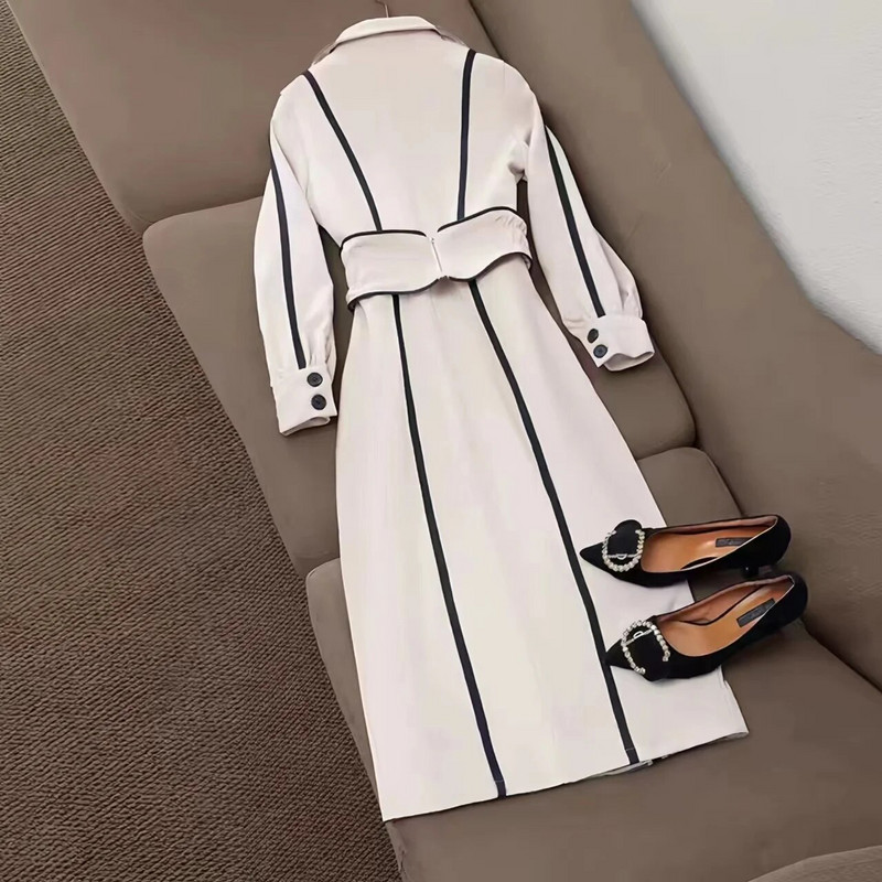 Ženski trenč kaput, dvostruko kopčanje, podesivi struk, vjetrovka s remenom, široke ženske jakne, gornja odjeća, proljeće, jesen