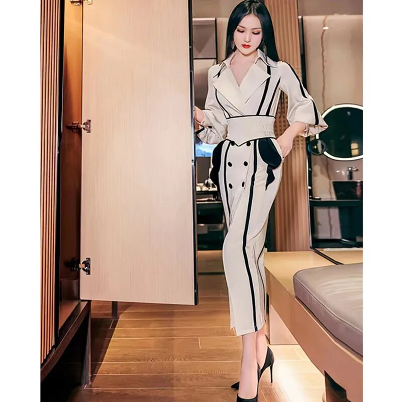 Ženski trenč kaput, dvostruko kopčanje, podesivi struk, vjetrovka s remenom, široke ženske jakne, gornja odjeća, proljeće, jesen