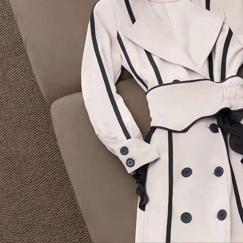 Ženski trenč kaput, dvostruko kopčanje, podesivi struk, vjetrovka s remenom, široke ženske jakne, gornja odjeća, proljeće, jesen