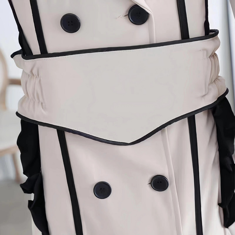 Ženski trenč kaput, dvostruko kopčanje, podesivi struk, vjetrovka s remenom, široke ženske jakne, gornja odjeća, proljeće, jesen