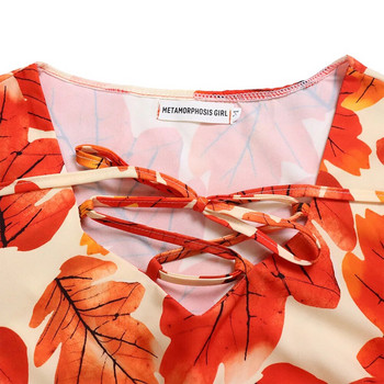 Плюс размер Луксозни елегантни комплекти Риза с принт на листа Топове и панталони Дамска мода Дамски плат Летни комплекти от две части 2023 г.