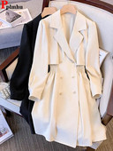 Jachetă de trench subțire, elegantă, la dublu, coreeană 5xl, jachetă de vânt, clasice, birou, femei, gabardina, modă, haine noi de primăvară