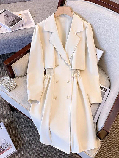 Jachetă de trench subțire, elegantă, la dublu, coreeană 5xl, jachetă de vânt, clasice, birou, femei, gabardina, modă, haine noi de primăvară