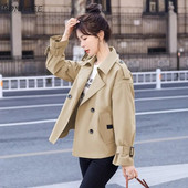 Trenciuri femei temperat haine cu crestături dublu îmbrăcăminte de stradă cu mânecă lungă ocazional vintage moda coreeană primăvară rezistentă la vânt