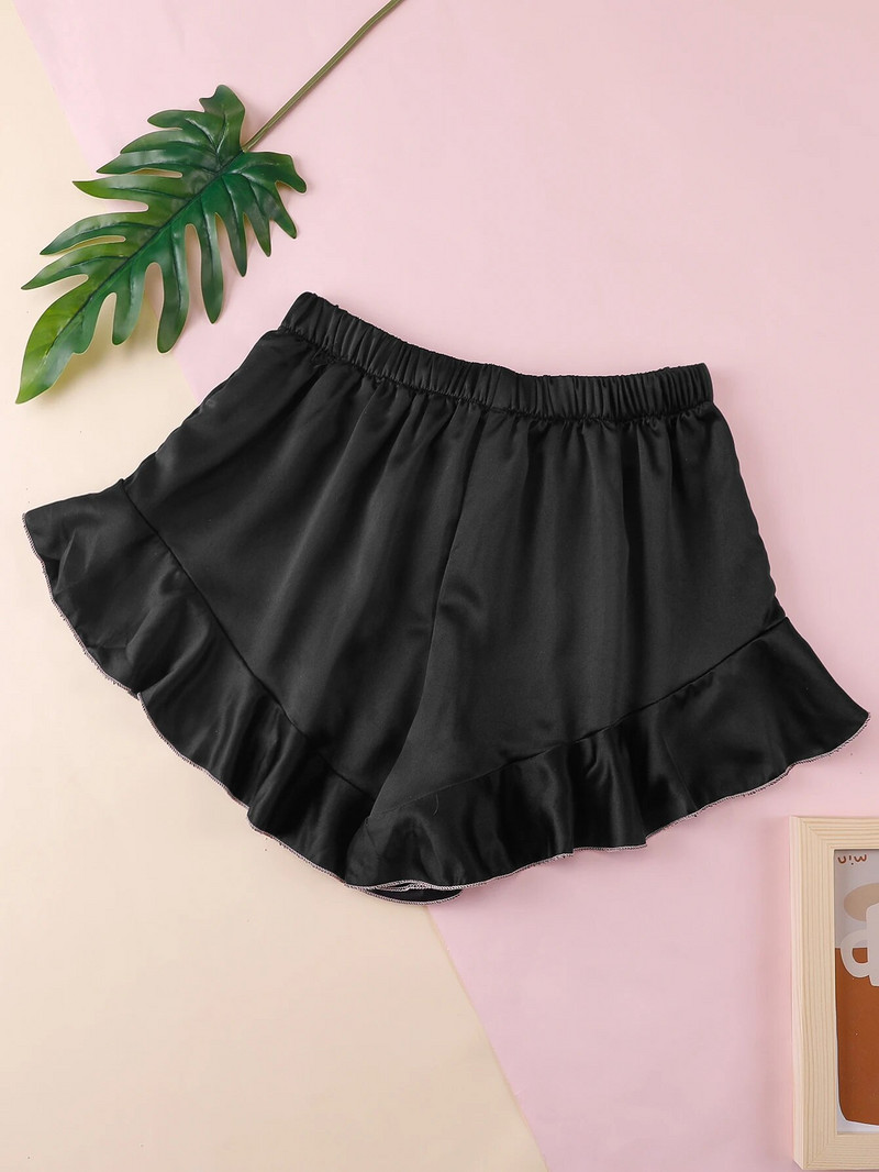 Σετ Ruffle Sleep Bottoms Άνετα casual σατέν σορτς Γυναικεία υπνοδωμάτια σαλόνια