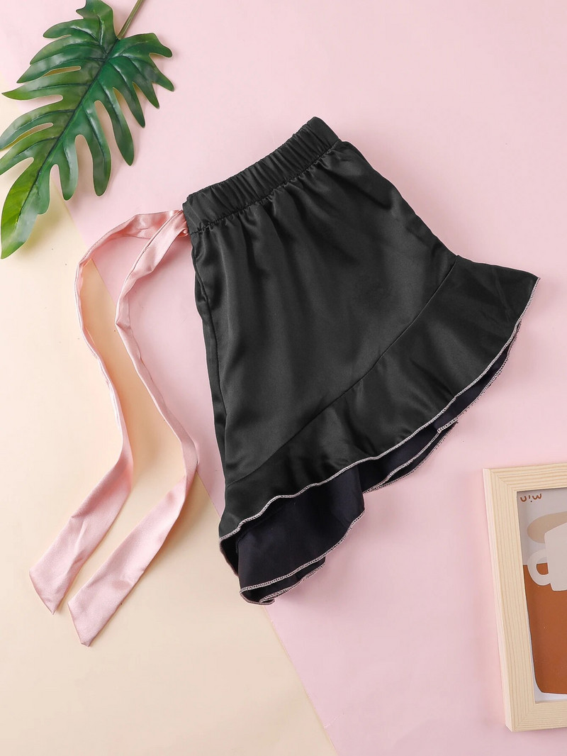 Σετ Ruffle Sleep Bottoms Άνετα casual σατέν σορτς Γυναικεία υπνοδωμάτια σαλόνια