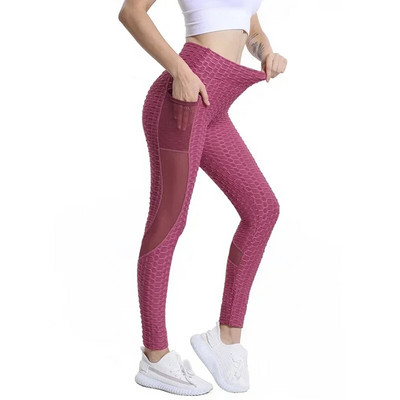 Proljetne hlače za jogu na kravatu Ženske tajice za fitness Elastične tajice za teretanu visokog struka s džepom Sportske tajice Push Up Ženske hlače