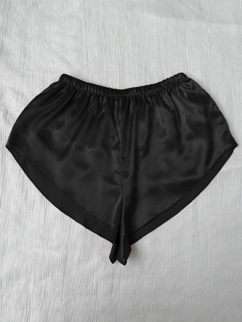 Tvirtas satino miegui skirtas apačias, laisvalaikio patogūs, elastingi juosmens šortai, moteriški miegui skirti poilsio drabužiai