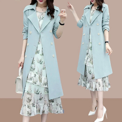 Toamnă la modă pentru femei, largi stil Anglia, haină casual cu curea dublu, la modă, culoare bomboană, design lung, trench