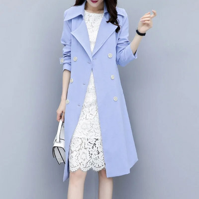 Toamnă la modă pentru femei, largi stil Anglia, haină casual cu curea dublu, la modă, culoare bomboană, design lung, trench